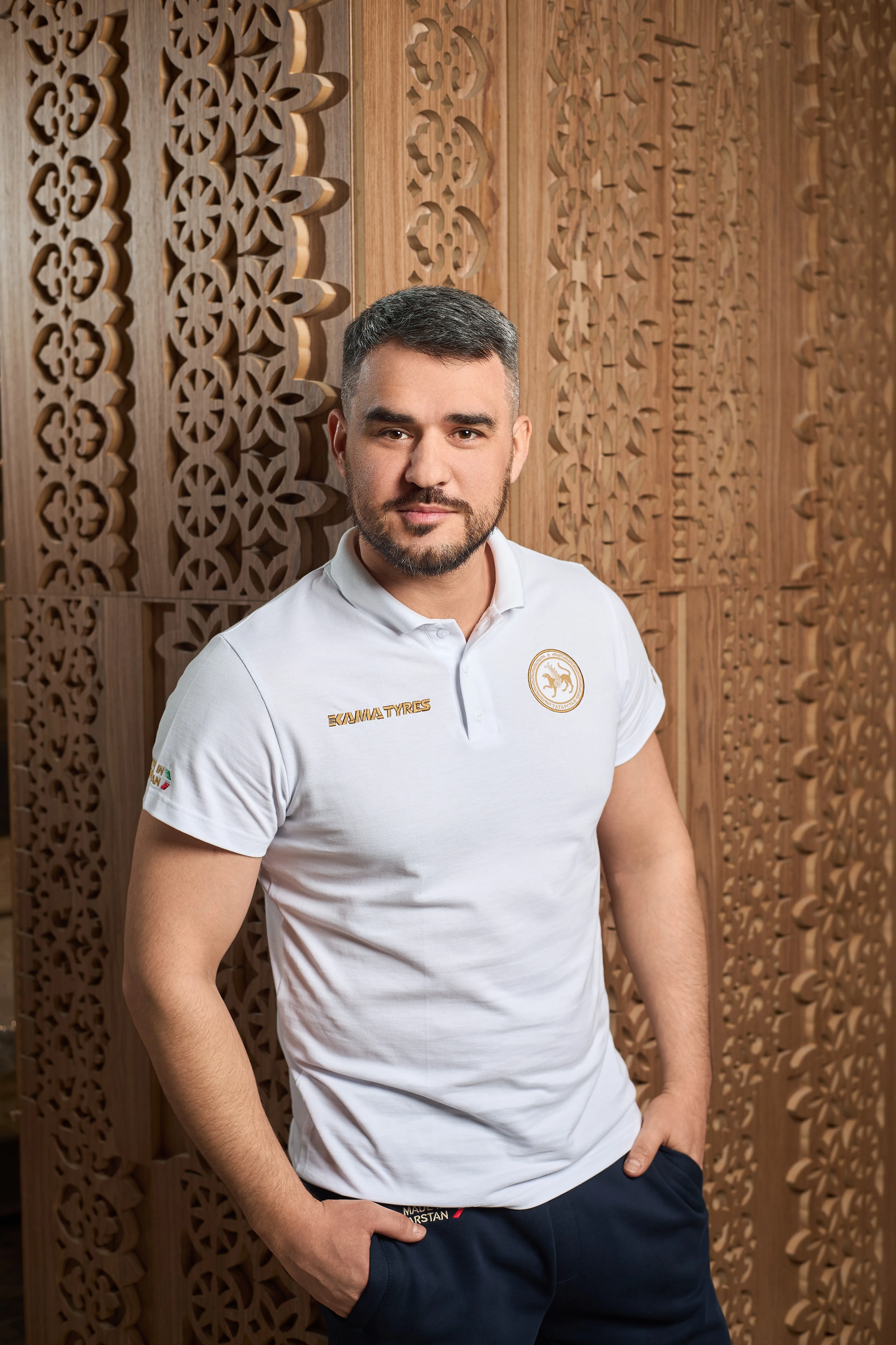 Поло KAMA TYRES мужское белое